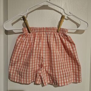 Shrimp & Grits Boys Preppy Coral Gingham Print Shorts Size 3T Summer Vacation